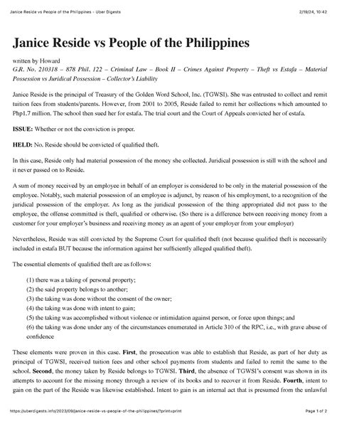 gr 210318|Case Digest: JANICE RESIDE Y TAN v. PEOPLE .